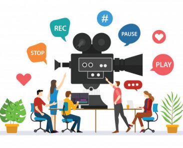 team-video-production-film-making-with-people-discussion-together-with-modern-flat-style-vector_25147-316